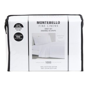 MONTEBELLO 1000tc Egyptian Cotton Sheet Set In White NWT